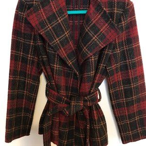 Evan-Picone Wrap Plaid Jacket